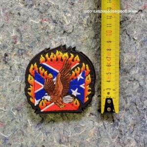 patche pour blouson de cuir ou veste jean american eagle and flag in flames 8.5x8cm