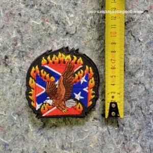 patche pour blouson de cuir ou veste jean american eagle and flag in flames 8.5x8cm