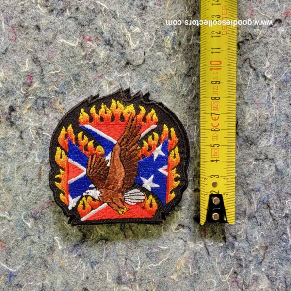 patche pour blouson de cuir ou veste jean american eagle and flag in flames 8.5x8cm
