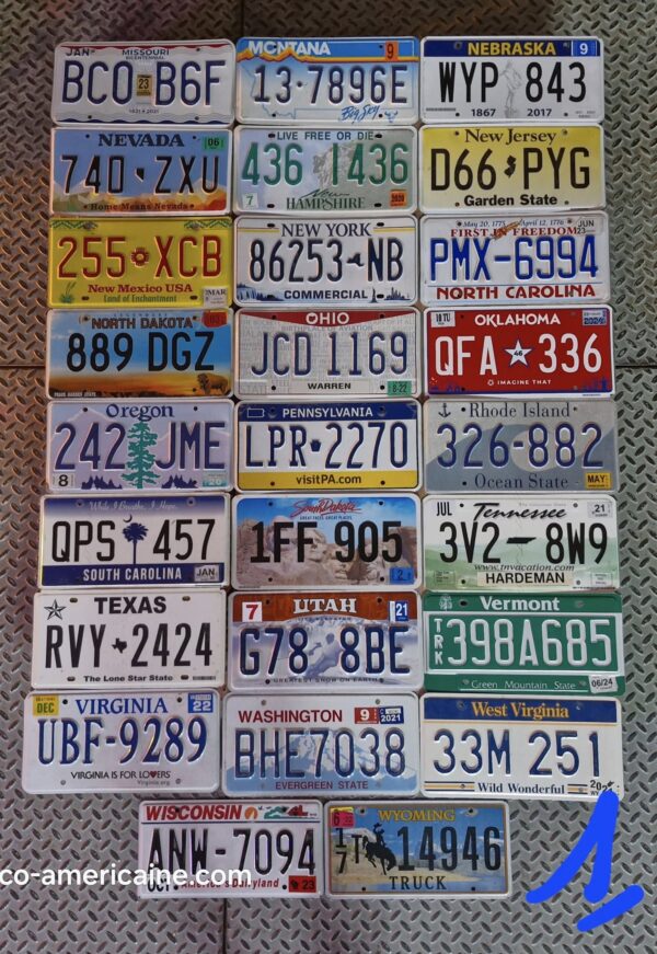 lot de plaques d'immatriculation des 50 etats américains collection complète (copie)