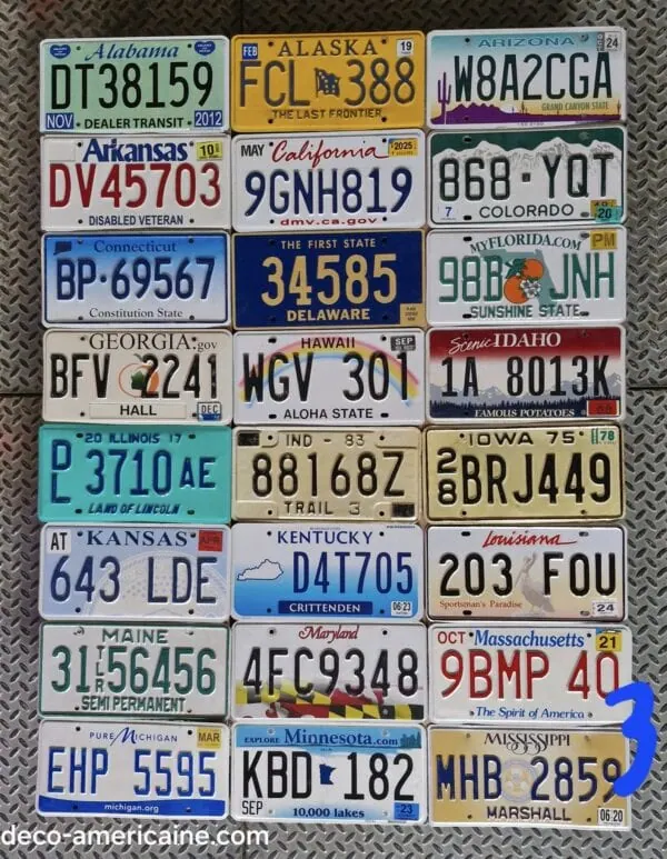 lot de plaques d'immatriculation des 50 etats américains collection complète #3