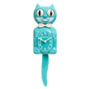 vibrant blue turquoise kit cat klock