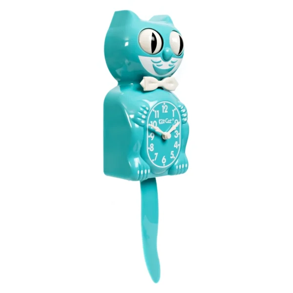 vibrant blue turquoise kit cat klock