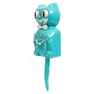vibrant blue turquoise kit cat klock