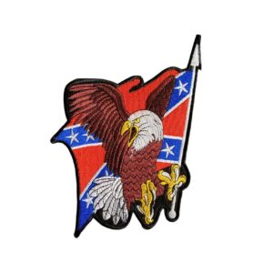 patche pour blouson de cuir ou veste jean screaming eagle on confederate flag 12,7x17,80cm