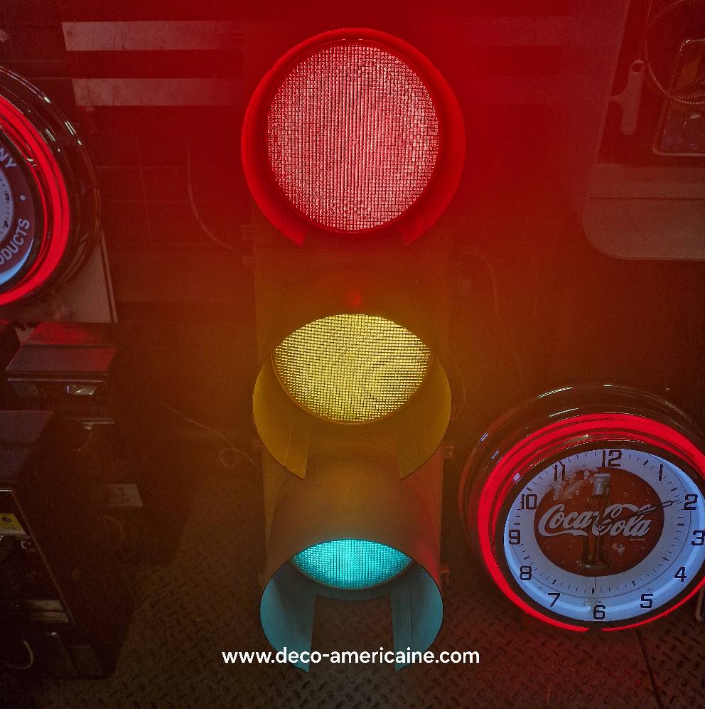 feu tricolore américain à 3 voies avec câblé 110cm jaune