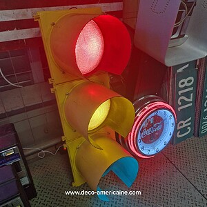 feu tricolore américain à 3 voies avec câblé 110cm jaune