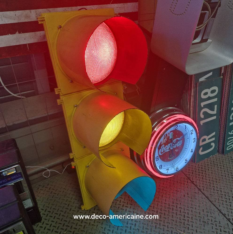 feu tricolore américain à 3 voies avec câblé 110cm jaune