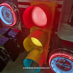 feu tricolore américain à 3 voies avec câblé 110cm jaune