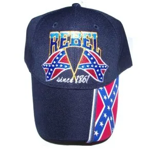 casquette de baseball sudiste drapeau confédéré rebel since 1861 bleue