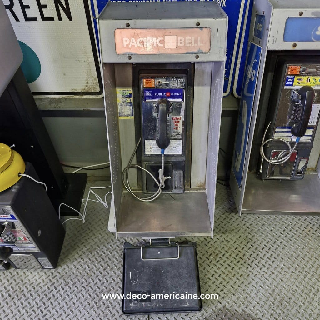 cabine murale avec payphone vintage de rue américain authentique silver "street condition"