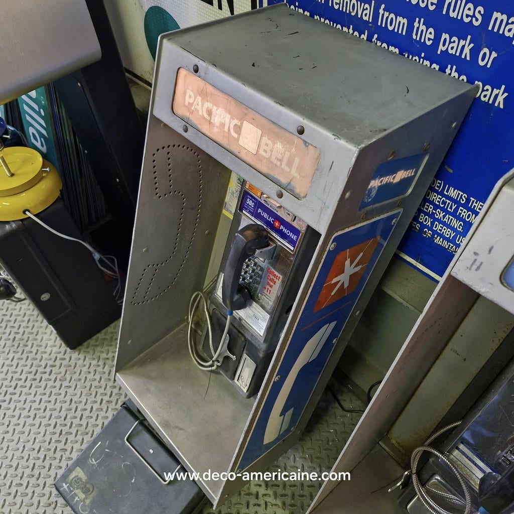 cabine murale avec payphone vintage de rue américain authentique silver "street condition"