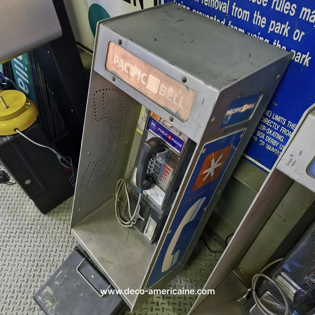 cabine murale avec payphone vintage de rue américain authentique silver "street condition"