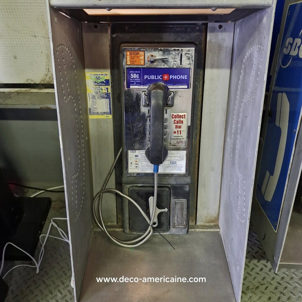 cabine murale avec payphone vintage de rue américain authentique silver "street condition"
