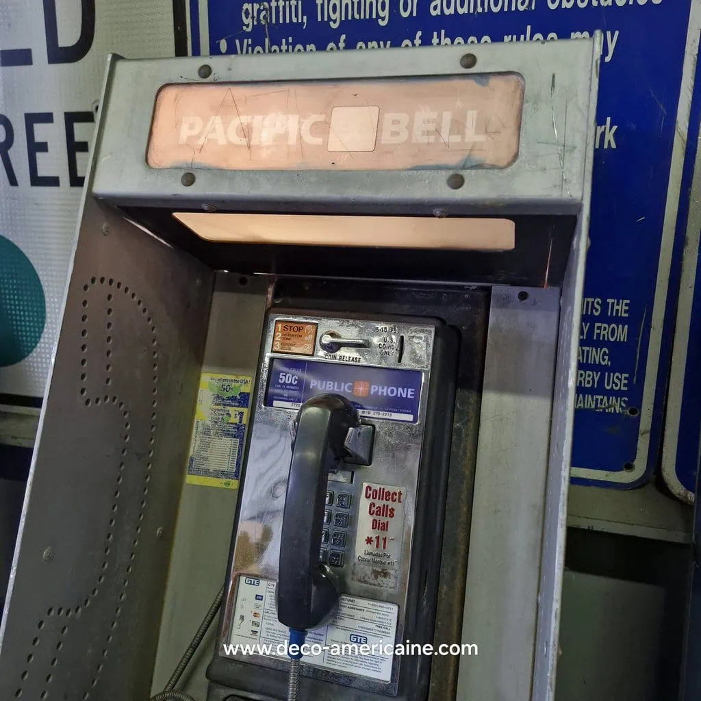 cabine murale avec payphone vintage de rue américain authentique silver "street condition"