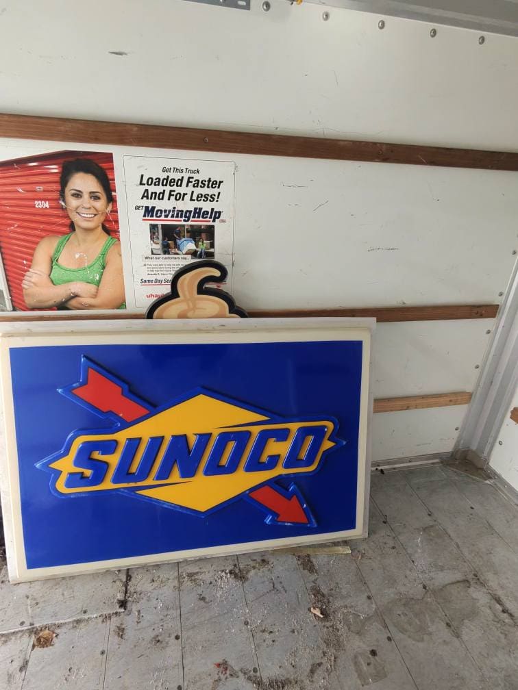 enseigne vintage de station service sunoco 145cm x 80cm