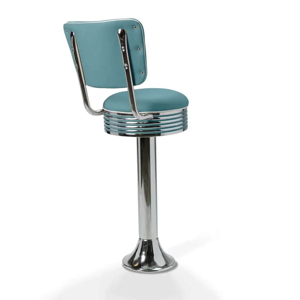 tabouret de diner américain bi colore 50's avec cadre chromé (8 coloris disponibles) fixe au sol