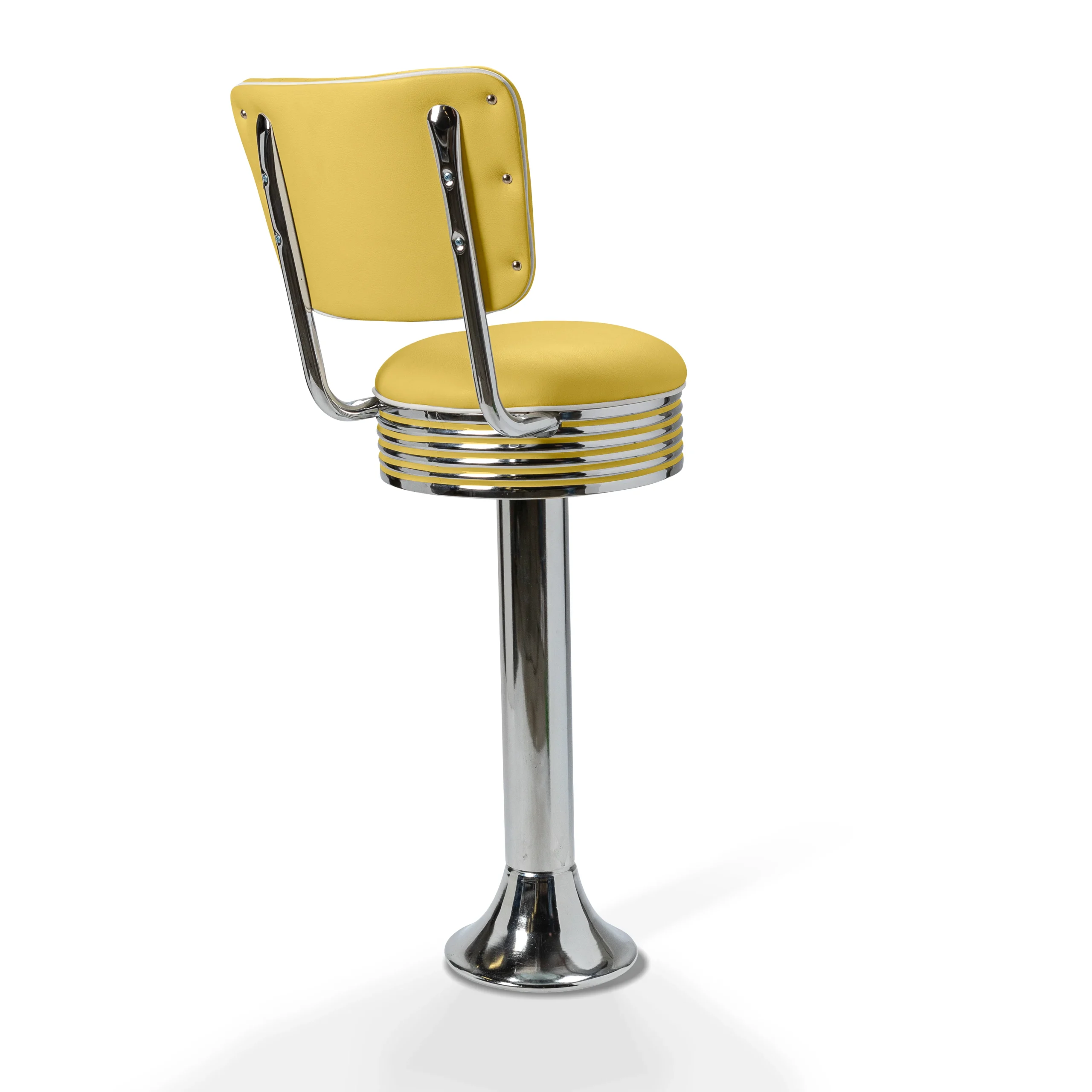 tabouret de diner américain bi colore 50's avec cadre chromé (8 coloris disponibles) fixe au sol