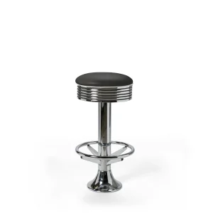 tabouret de diner américain bi colore 50’s avec cadre chromé (8 coloris disponibles) fixe au sol et repose pieds tabouret de diner américain bi colore 50's avec cadre chromé (8 coloris disponibles) fixe au sol et repose pieds