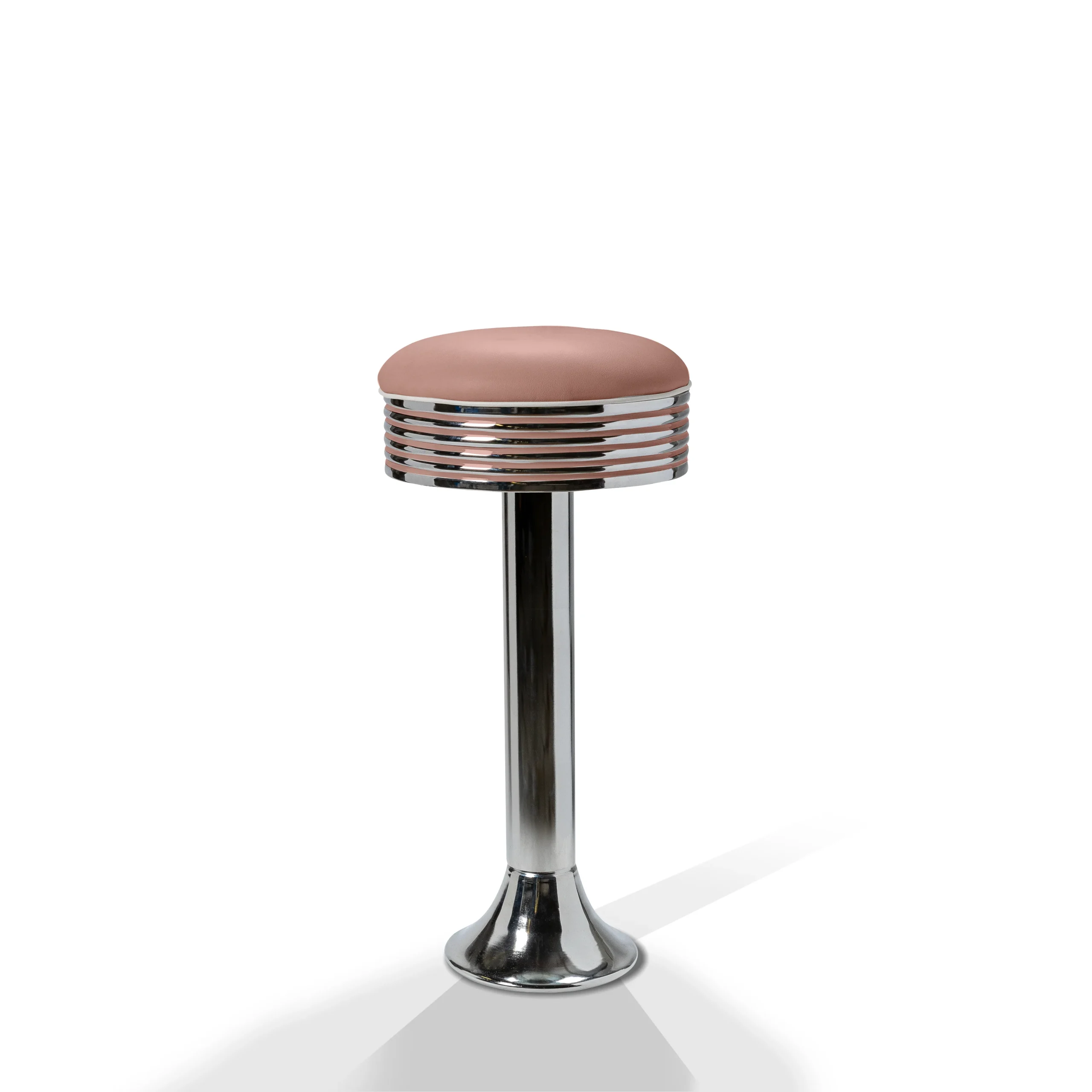 tabouret de diner américain bi colore 50's avec cadre chromé (8 coloris disponibles) fixe au sol