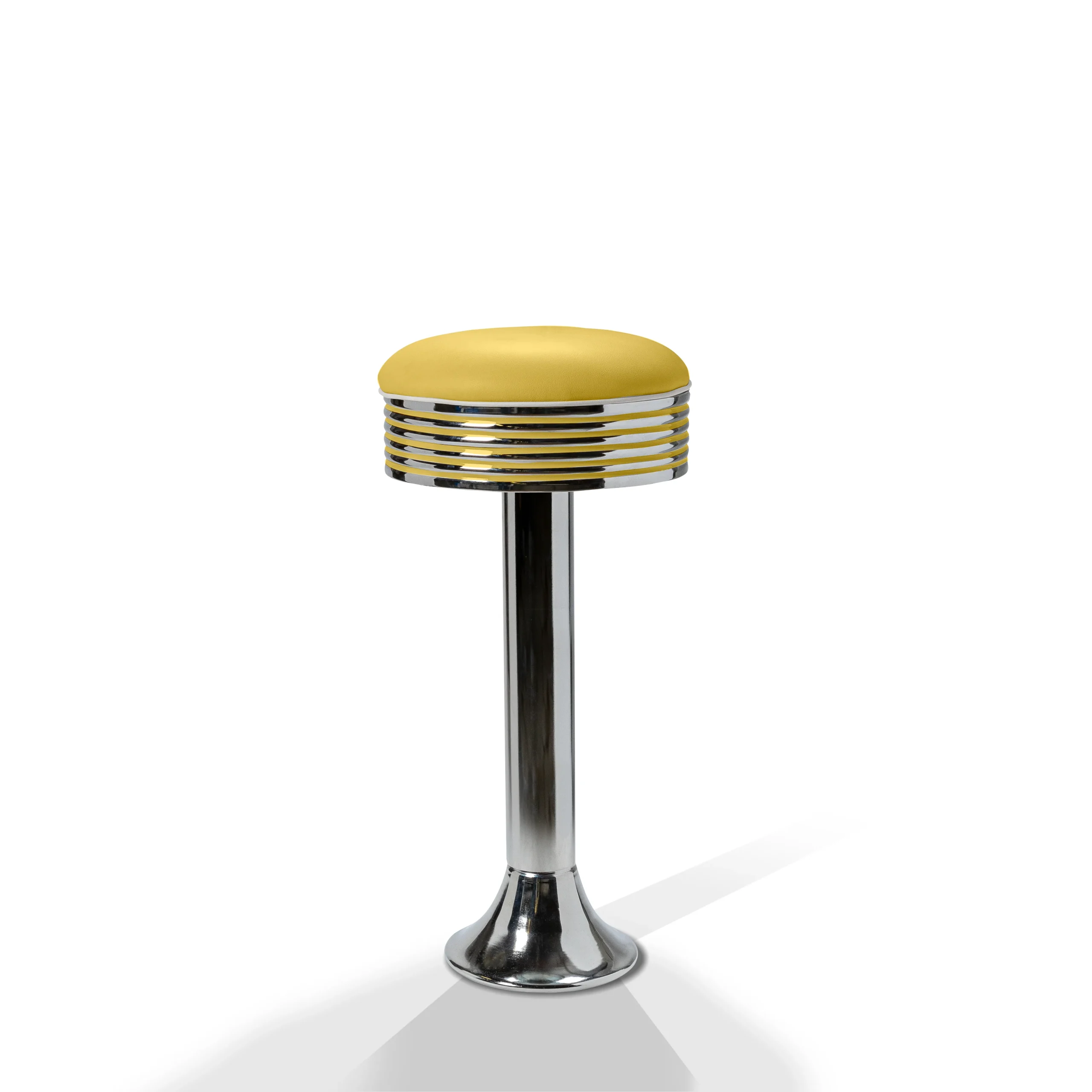 tabouret de diner américain bi colore 50's avec cadre chromé (8 coloris disponibles) fixe au sol