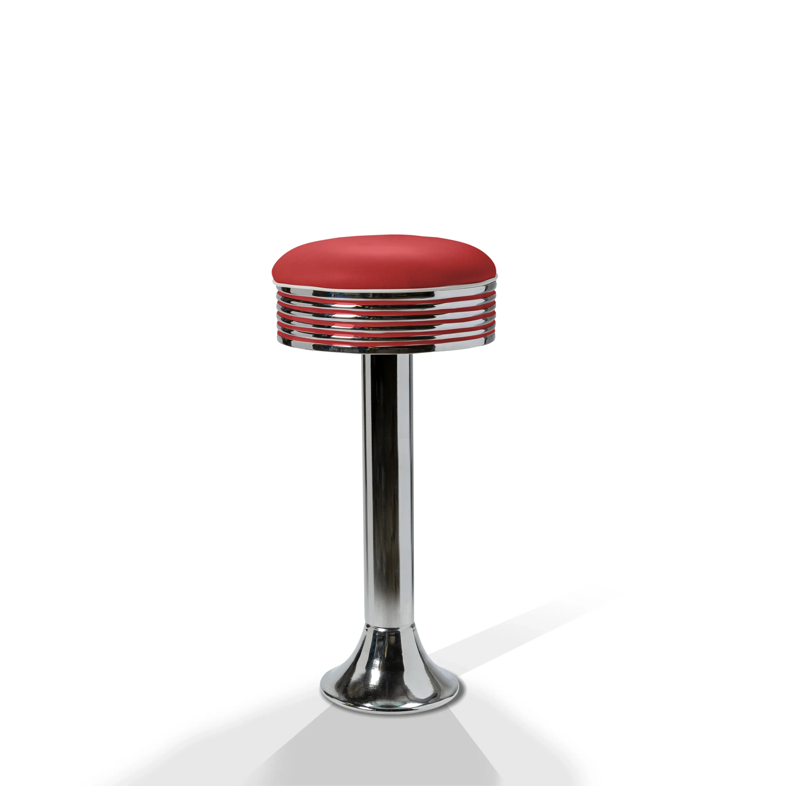 tabouret de diner américain bi colore 50's avec cadre chromé (8 coloris disponibles) fixe au sol