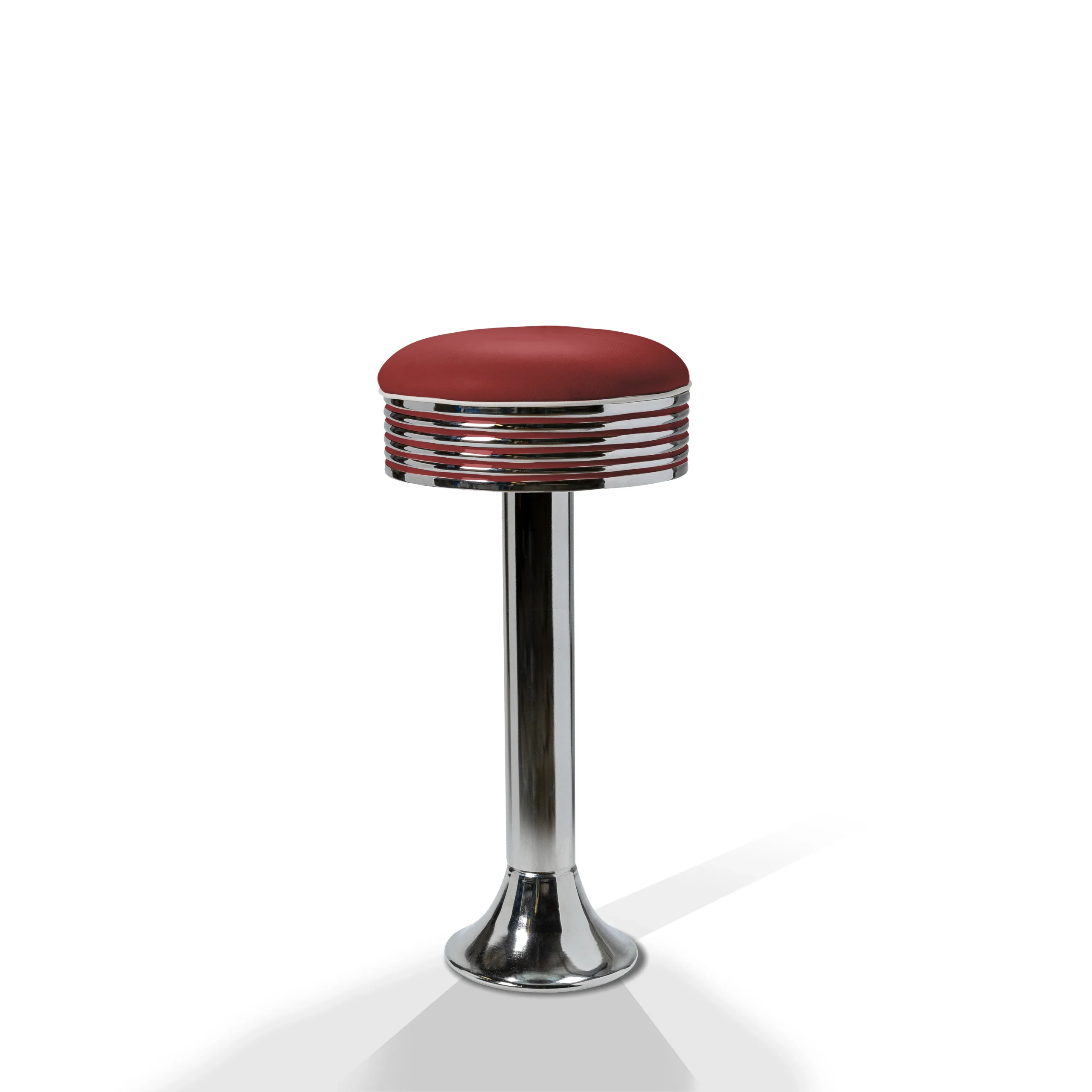 tabouret de diner américain bi colore 50's avec cadre chromé (8 coloris disponibles) fixe au sol