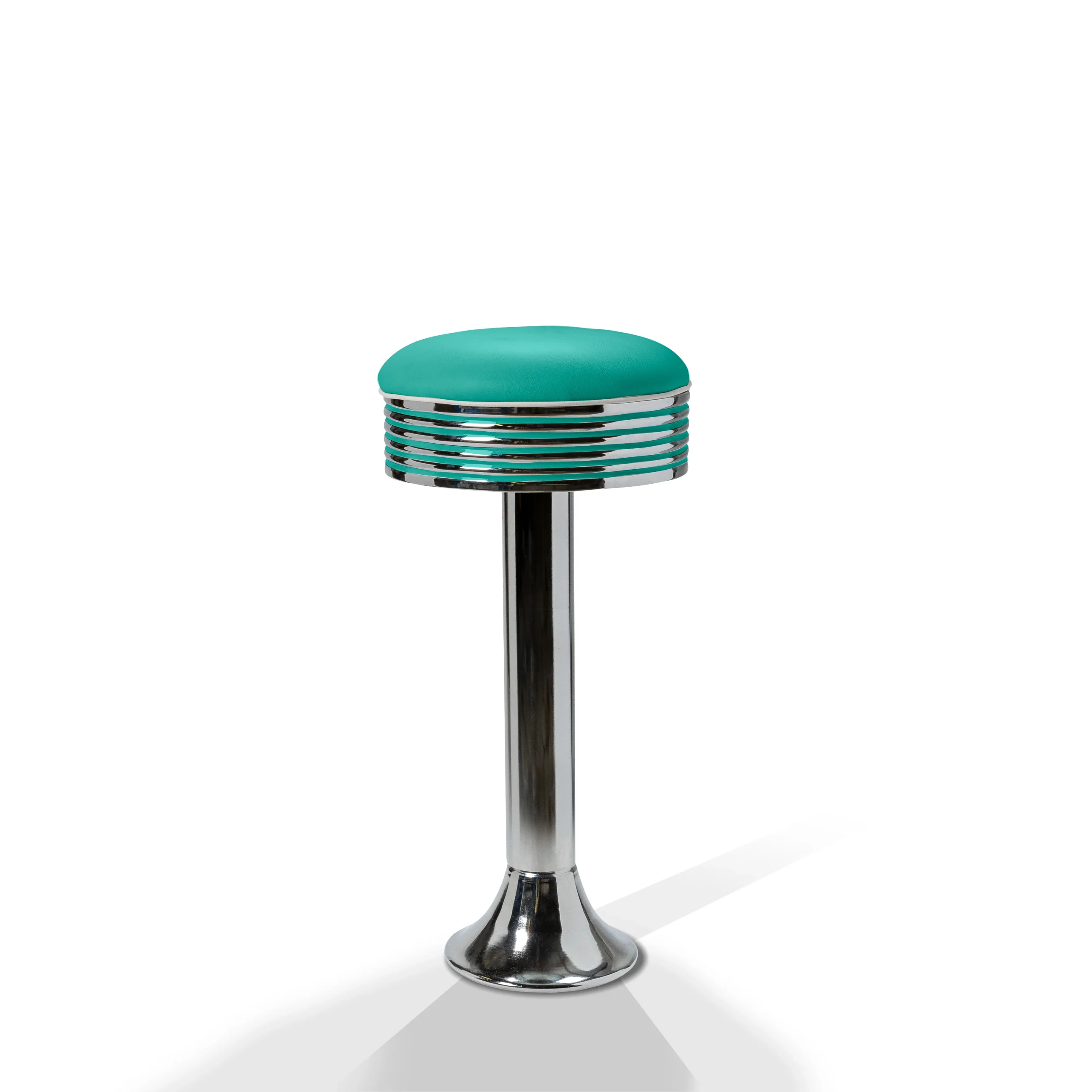 tabouret de diner américain bi colore 50's avec cadre chromé (8 coloris disponibles) fixe au sol