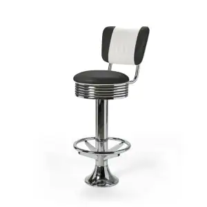 tabouret de diner américain bi colore 50’s avec cadre chromé (8 coloris disponibles) fixe au sol et repose pieds tabouret de diner américain bi colore 50's avec cadre chromé (8 coloris disponibles) fixe au sol et repose pieds