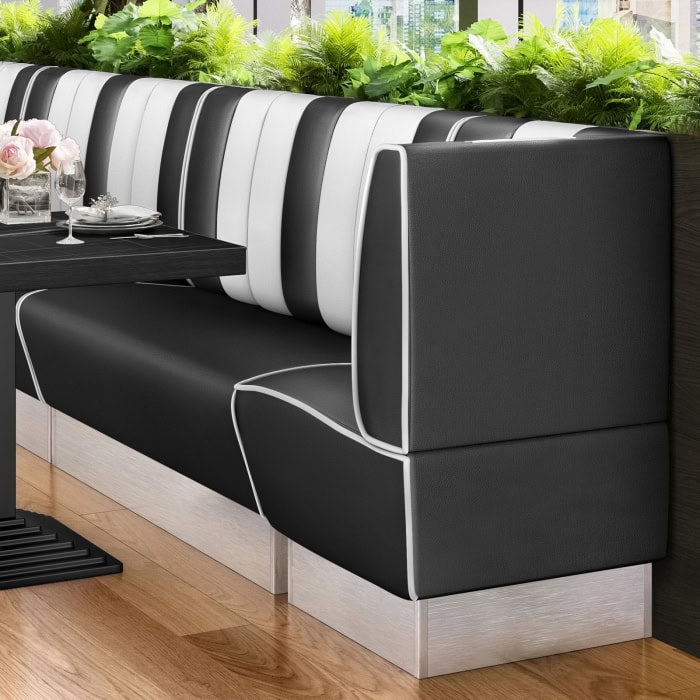 banquette de diner américain avec socle inox (3 coloris disponibles et 6 largeurs disponibles)
