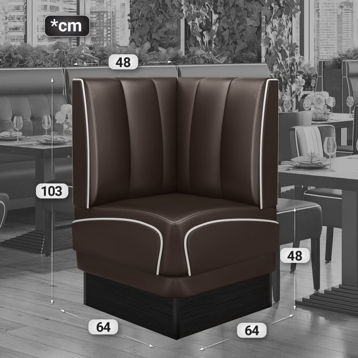 banquette de diner américain avec socle noir unicolore (3 coloris disponibles et 6 largeurs disponibles)