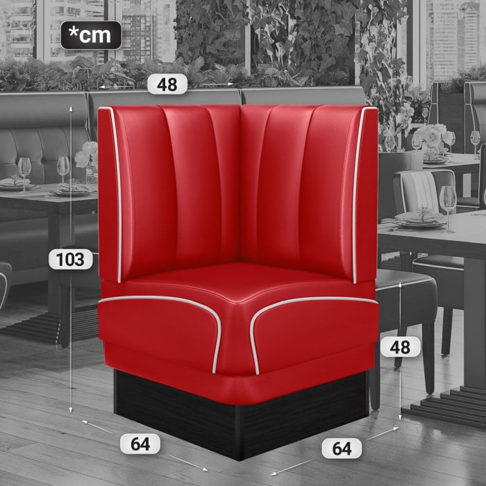 banquette de diner américain avec socle noir unicolore (3 coloris disponibles et 6 largeurs disponibles)