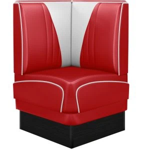 banquette d'angle de diner américain "v" vintage avec socle noir (3 coloris disponibles)