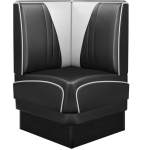 banquette d'angle de diner américain "v" vintage avec socle noir (3 coloris disponibles)