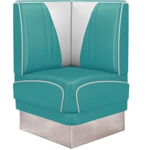 banquette de diner américain "v" vintage avec socle argenté (3 coloris disponibles et 6 largeurs disponibles)