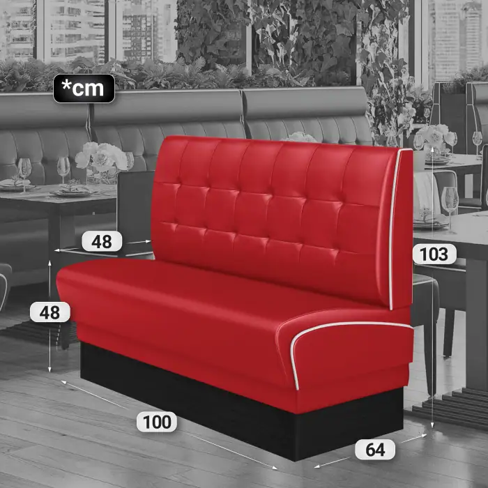 banquette de diner américain avec socle noir unicolore (3 coloris disponibles et 6 largeurs disponibles) (copie)