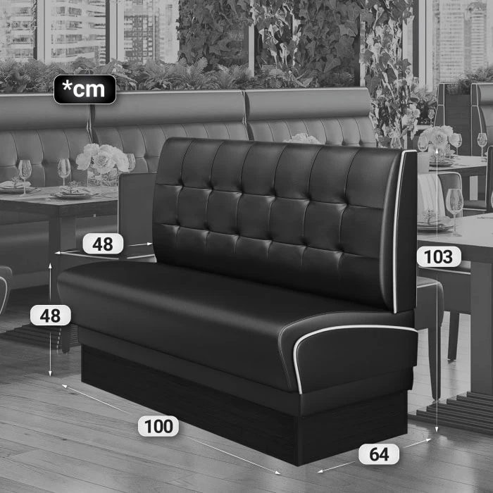 banquette de diner américain avec socle noir unicolore (3 coloris disponibles et 6 largeurs disponibles) (copie)