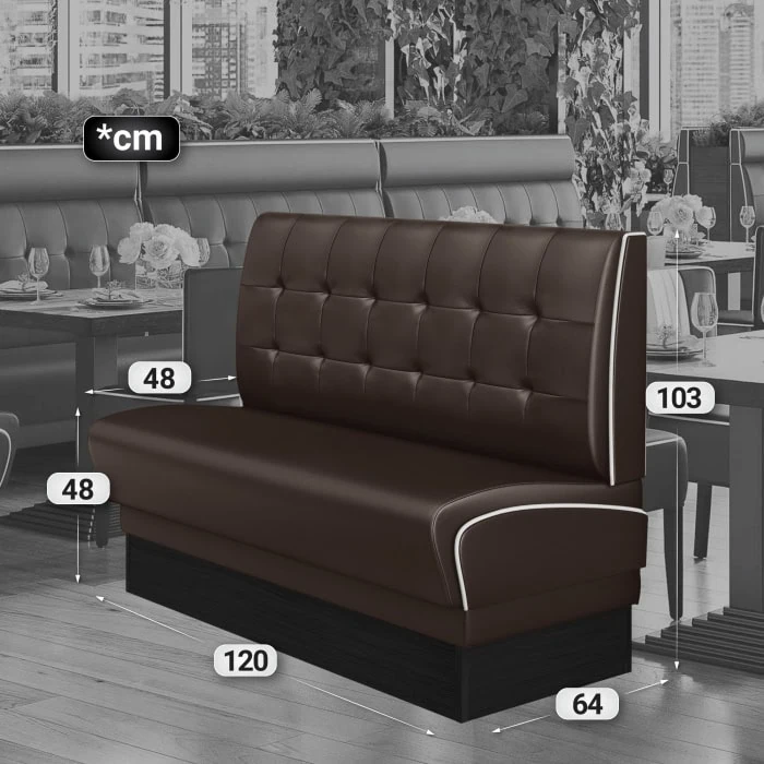 banquette de diner américain avec socle noir unicolore (3 coloris disponibles et 6 largeurs disponibles) (copie)