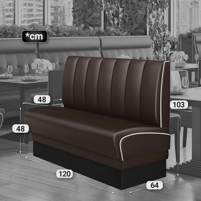 banquette de diner américain avec socle noir unicolore (3 coloris disponibles et 6 largeurs disponibles)