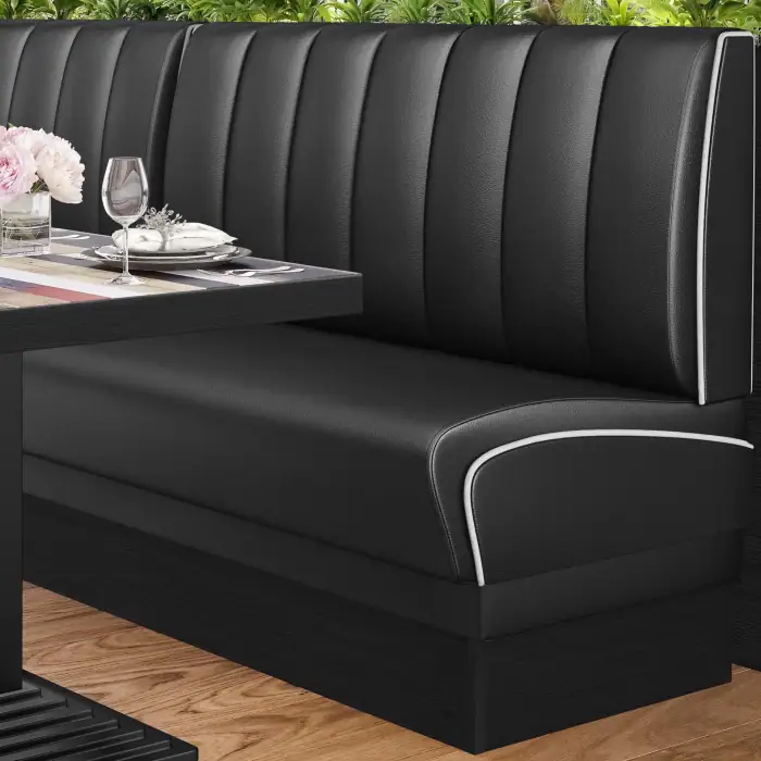 banquette de diner américain avec socle noir unicolore (3 coloris disponibles et 6 largeurs disponibles)