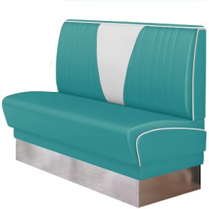 banquette de diner américain "v" vintage avec socle argenté (3 coloris disponibles et 6 largeurs disponibles)