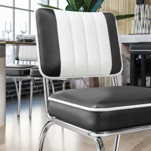 chaise de diner américain bi colore 50’s avec cadre chromé (3 coloris disponibles) american diner chaise de diner américain bi colore 50's avec cadre chromé (3 coloris disponibles) american diner