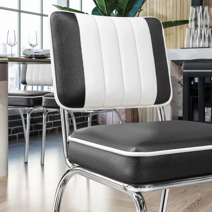 chaise de diner américain bi colore 50's avec cadre chromé (3 coloris disponibles) american diner