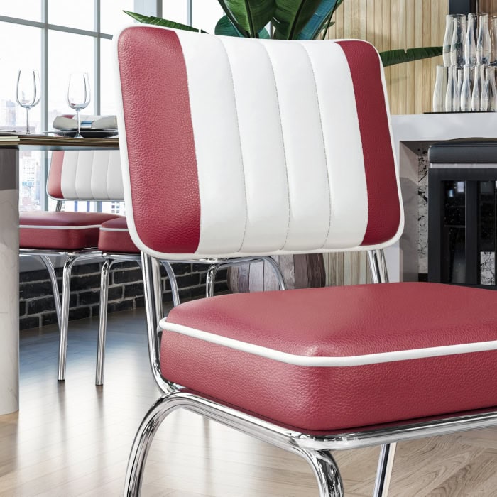 chaise de diner américain bi colore 50's avec cadre chromé (3 coloris disponibles) american diner