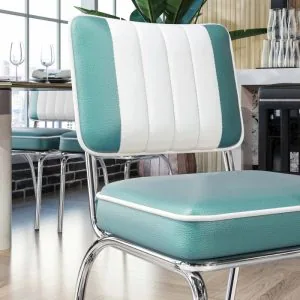 chaise de diner américain bi colore 50’s avec cadre chromé (3 coloris disponibles) american diner chaise de diner américain bi colore 50's avec cadre chromé (3 coloris disponibles) american diner