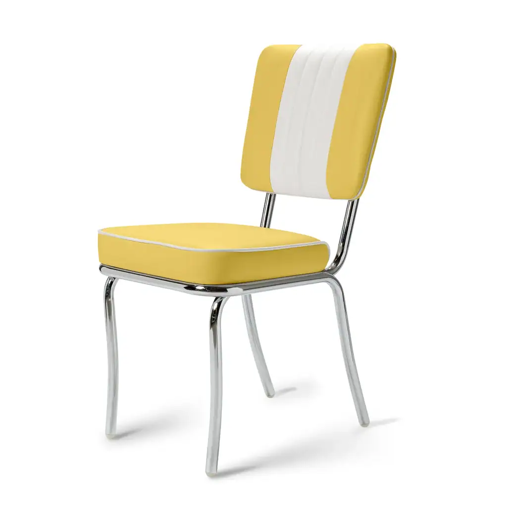 chaise de diner américain bi colore 50's avec cadre chromé