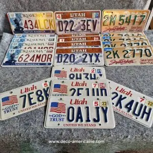 lot de 20 plaques d'immatriculation américaines authentiques oklahoma, utah, south dakota