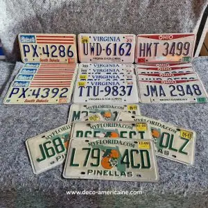 lot de 20 plaques d'immatriculation américaines authentiques south dakota, virginia, ohio, florida