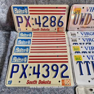 lot de 20 plaques d'immatriculation américaines authentiques south dakota, virginia, ohio, florida