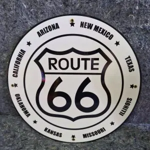 lot globe de pompe à essence et plaque émaillée 30cm route 66 lot globe de pompe à essence et plaque émaillée 30cm route 66